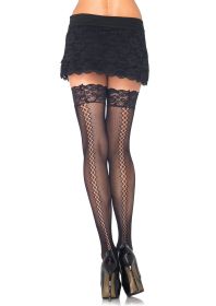 Micro Net Thigh Highs With Diamond Twist Backseam