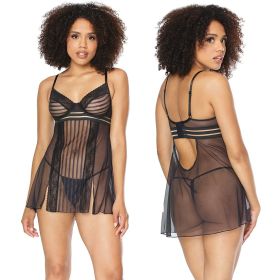 Coquette Babydoll & G (Option: String SetBlack XLarge)