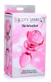 Pink Rose Glass Anal Plug (Option: Medium)