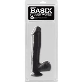 Basix Rubber Works Dong with Suction Cup (Option: Black 10")