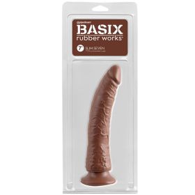Basix Rubber Works Slim Dong with Suction Cup (Option: Brown 7")