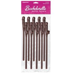 Bachelorette Party Dicky Sipping Straws (Option: Brown 10pk)