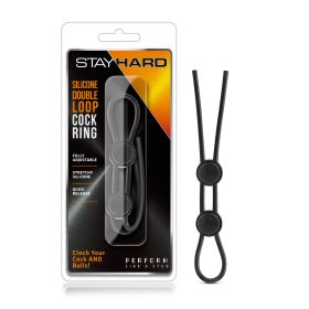 Stay Hard (Option: Silicone Double Loop Cock Ring   Black)