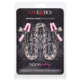 Nipple Play Crystal Chain Nipple Clamps (Option: Pink)