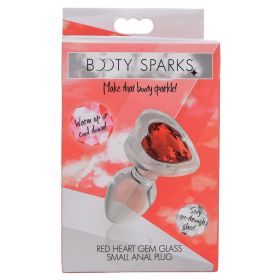 Booty Sparks Red Heart Gem Glass Anal Plug (Option: Small)