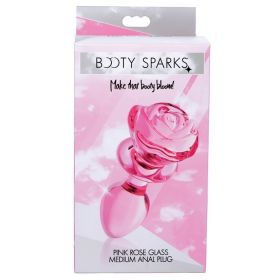 Booty Sparks Pink Rose Glass Anal Plug (Option: Medium)