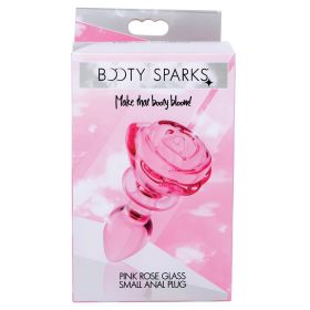 Booty Sparks Pink Rose Glass Anal Plug (Option: Small)