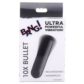 Bang! 10X Rechargeable Vibrating Metallic Bullet (Option: Black)