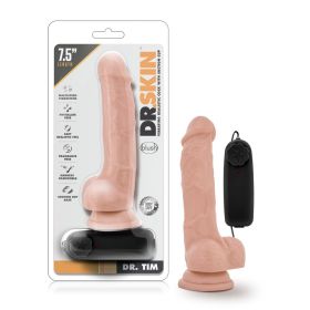 Dr. Skin (Option: Dr. Tim  7.5 Inch Vibrating Cock With  Suction Cup  Vanilla)