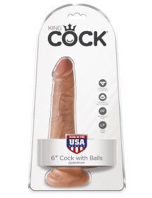 King Cock 6 Inch Cock With Balls (Option: Tan)