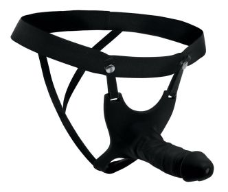 Hollow Silicone Dildo Strap (Option: on  Black)